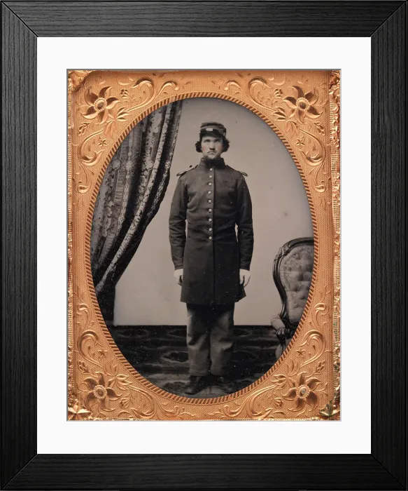 Framed Print : Union Officer Standing at Attention, 1861-65. Creator: Unknown Framed Print : Union Officer Standing at Attention, 1861-65. Creator: Unknown