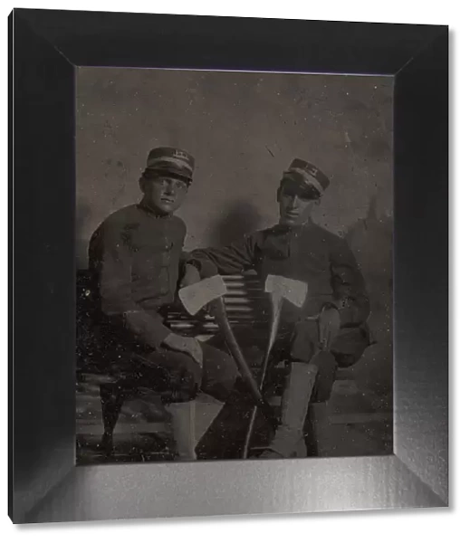 Two Firemen (?) with Axes, late 1850s-60s. Creator: Unknown