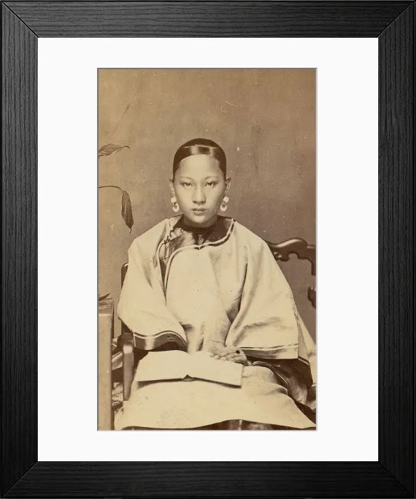 Framed Print : Young Woman with Earrings, 1870s. Creator: Unknown Framed Print : Young Woman with Earrings, 1870s. Creator: Unknown