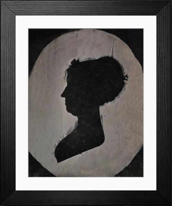Framed Print : Paper Silhouette Portrait of a Woman, 1840s-50s. Creator: Unknown Framed Print : Paper Silhouette Portrait of a Woman, 1840s-50s. Creator: Unknown