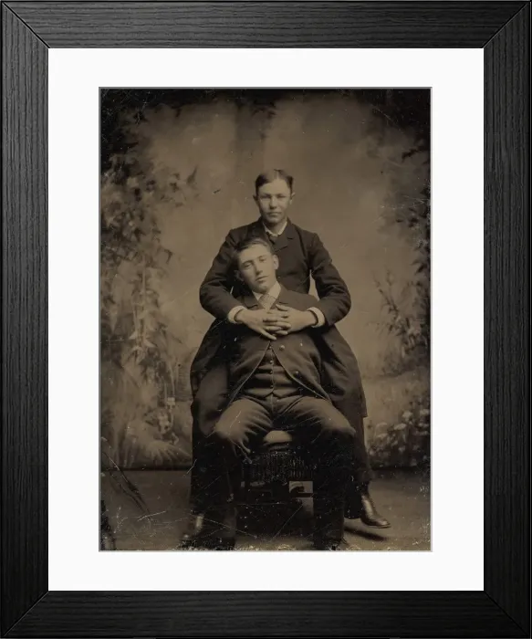 Framed Print : Two Young Men, One Embracing the Other, 1870s-80s. Creator: Unknown
