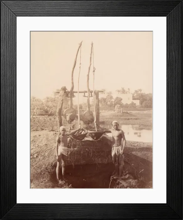 Framed Print : Two Boys Beside a Well, 1880s. Creator: Unknown Framed Print : Two Boys Beside a Well, 1880s. Creator: Unknown