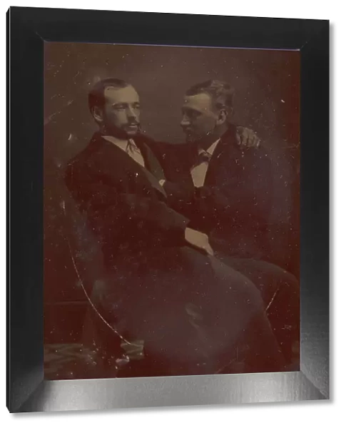 Two Men Seated, One in the Others Lap, with Their Hands in Suggestive Positions, 1880s