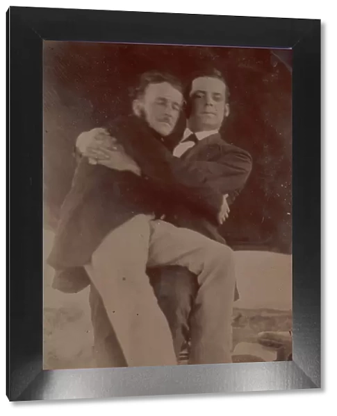 Two Men Embracing, One Seated in the Others Lap, 1880s-90s. Creator: Unknown