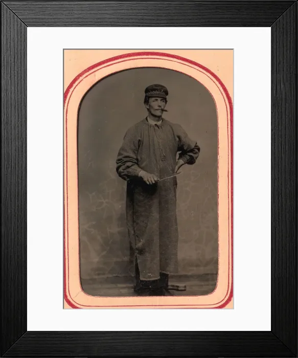 Framed Print : Plasterer Smoking a Cigar, Trowel in Hand, 1860s-70s. Creator: Unknown Framed Print : Plasterer Smoking a Cigar, Trowel in Hand, 1860s-70s. Creator: Unknown