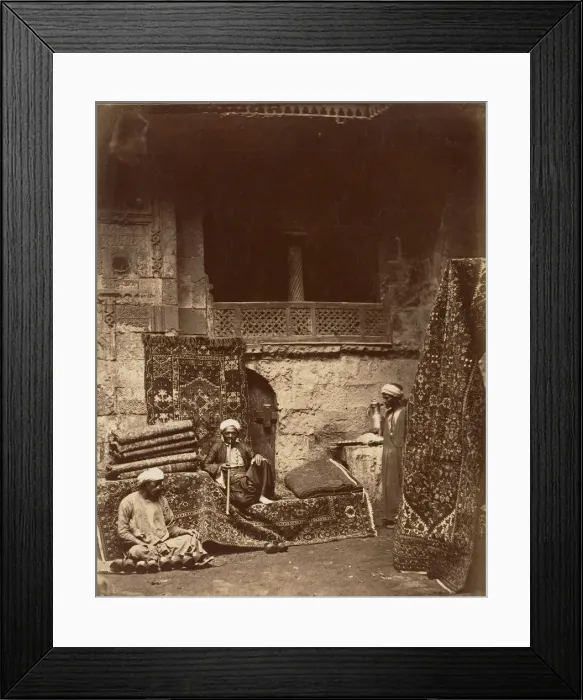 Framed Print : Turkish Carpet Bazaar, Cairo, ca. 1880. Creator: Unknown Framed Print : Turkish Carpet Bazaar, Cairo, ca. 1880. Creator: Unknown