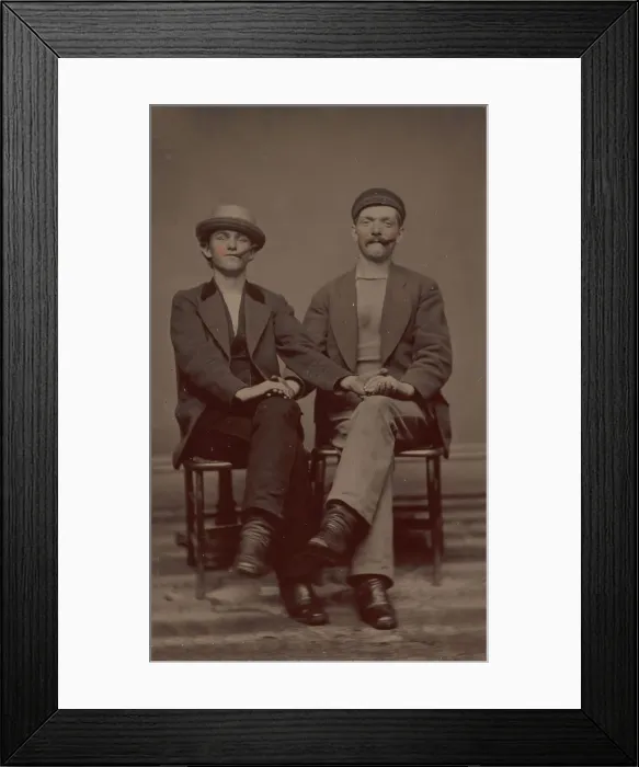 Framed Print : Two Seated Young Men Holding Hands, 1880s. Creator: Unknown Framed Print : Two Seated Young Men Holding Hands, 1880s. Creator: Unknown