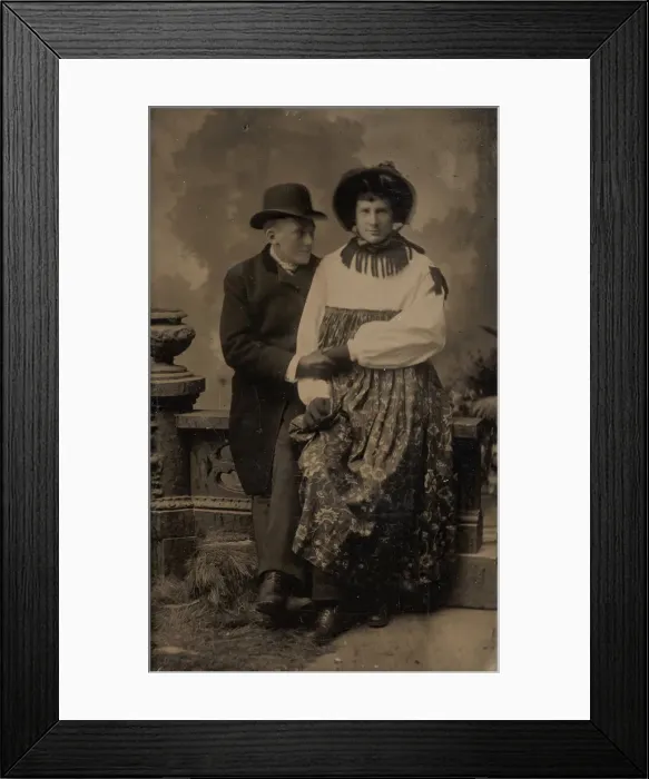 Framed Print : Two Men, One Dressed in Womens Attire, Holding Hands, 1870s-80s. Creator: Unknown Framed Print : Two Men, One Dressed in Womens Attire, Holding Hands, 1870s-80s. Creator: Unknown
