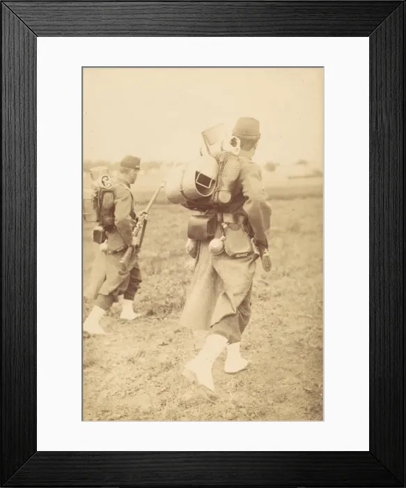 Framed Print : [Two Soldiers Packing Gear], 1890s. Creator: Unknown