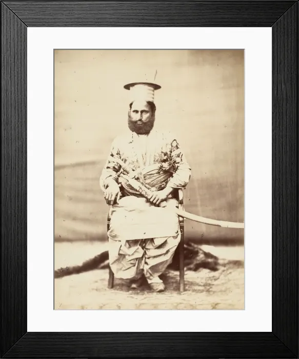 Framed Print : Eastern Man with Beard and Sabre, 1860s. Creator: Unknown Framed Print : Eastern Man with Beard and Sabre, 1860s. Creator: Unknown