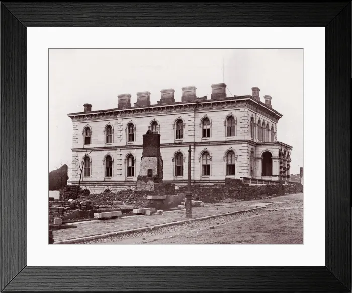 Framed Print : Custom House, Richmond, Virginia (after evacuation), 1861-65. Creator: Alexander Gardner Framed Print : Custom House, Richmond, Virginia (after evacuation), 1861-65. Creator: Alexander Gardner