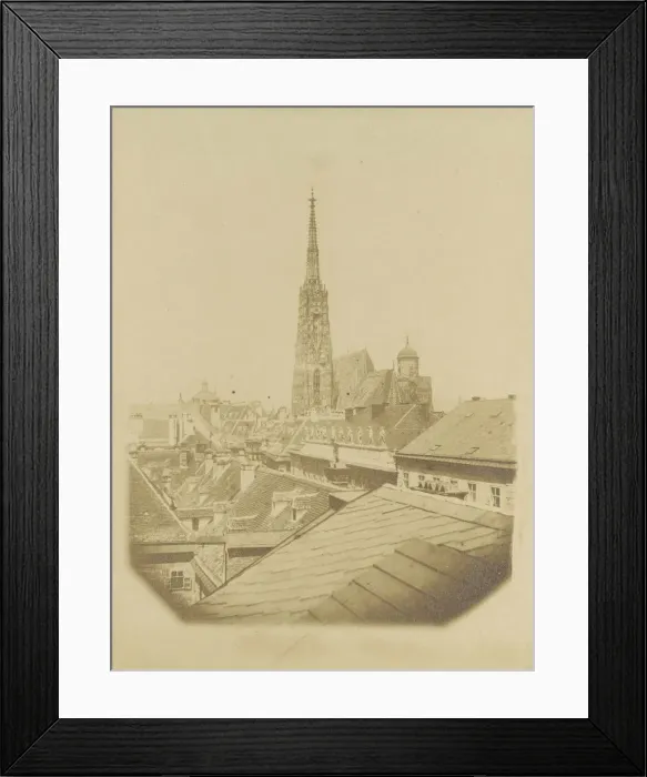 Framed Print : [View of the rooftops and cathedral of Vienna], ca. 1853. Creator: Alois Auer