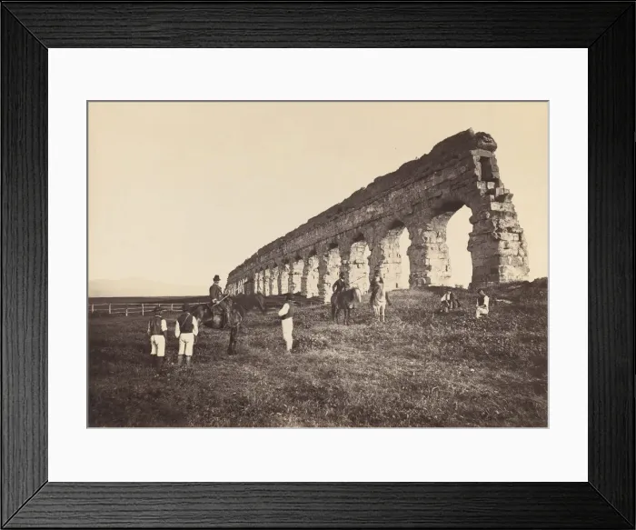 Framed Print : [Men on Horse by Roman Aqueduct], 1860s. Creator: Attributed to Altobelli & Molins