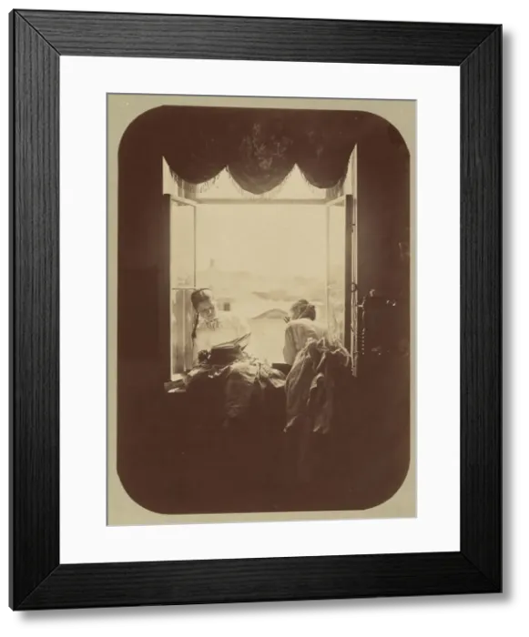 Framed Print : [Two Young Women at Window], ca. 1870. Creator: Andrei Osipovich Karelin