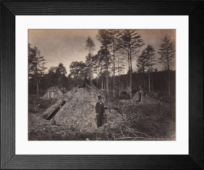 Framed Print : Woodchoppers Huts in a Virginia Forest. On the Orange & Alexandria Railroad. Wood Su Framed Print : Woodchoppers Huts in a Virginia Forest. On the Orange & Alexandria Railroad. Wood Su