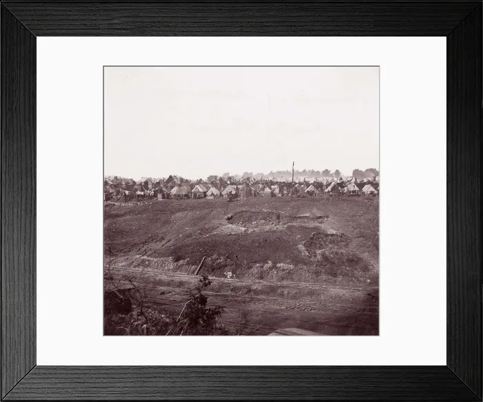 Framed Print : Camp of Laborers, City Point, 1861-65. Creator: Andrew Joseph Russell Framed Print : Camp of Laborers, City Point, 1861-65. Creator: Andrew Joseph Russell
