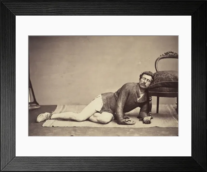 Framed Print : [Man in Chainmail Tunic Posing as a Dying Soldier], ca. 1863. Creator: Constant Delessert