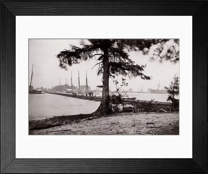 Framed Print : Pontoon Bridge, James River, 1864. Creator: Andrew Joseph Russell Framed Print : Pontoon Bridge, James River, 1864. Creator: Andrew Joseph Russell