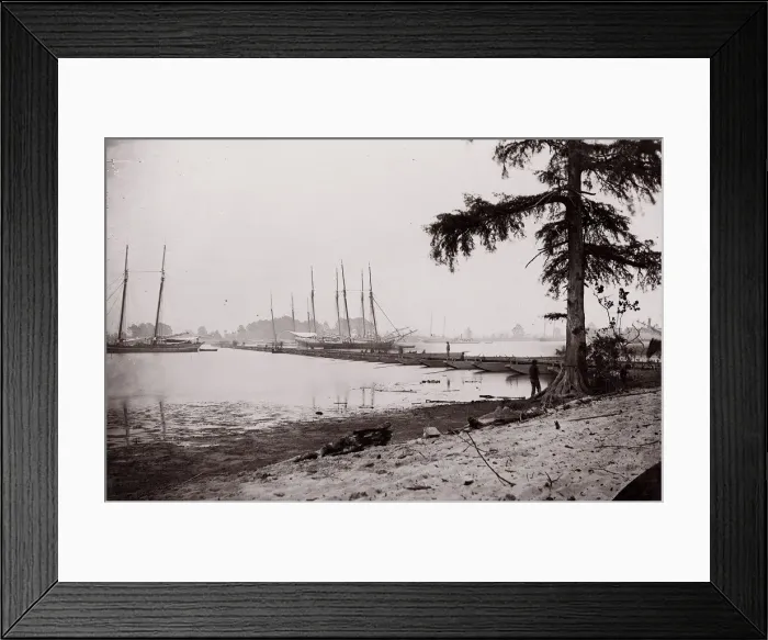 Framed Print : Pontoon Bridge, James River, 1864. Creator: Andrew Joseph Russell Framed Print : Pontoon Bridge, James River, 1864. Creator: Andrew Joseph Russell