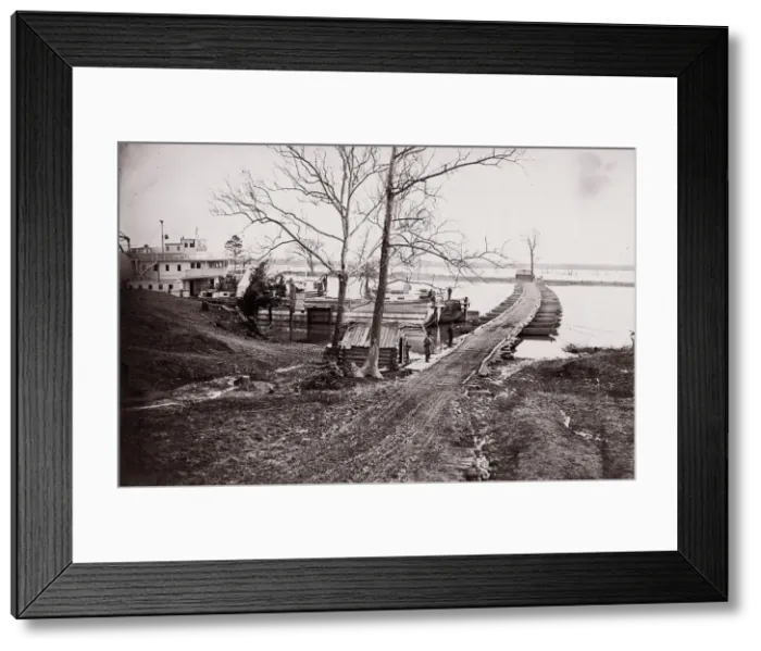 Framed Print : Pontoon Bridge, 1861-65. Creator: Andrew Joseph Russell Framed Print : Pontoon Bridge, 1861-65. Creator: Andrew Joseph Russell