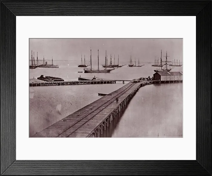 Framed Print : [Wharves on the James River, City Point]. Brady album, p. 10, 1861-65