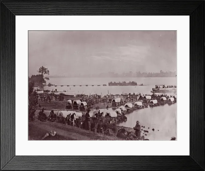 Framed Print : Wagon Train at Port Royal, Rappahannock River, 1861-65. Creator: Andrew Joseph Russell Framed Print : Wagon Train at Port Royal, Rappahannock River, 1861-65. Creator: Andrew Joseph Russell