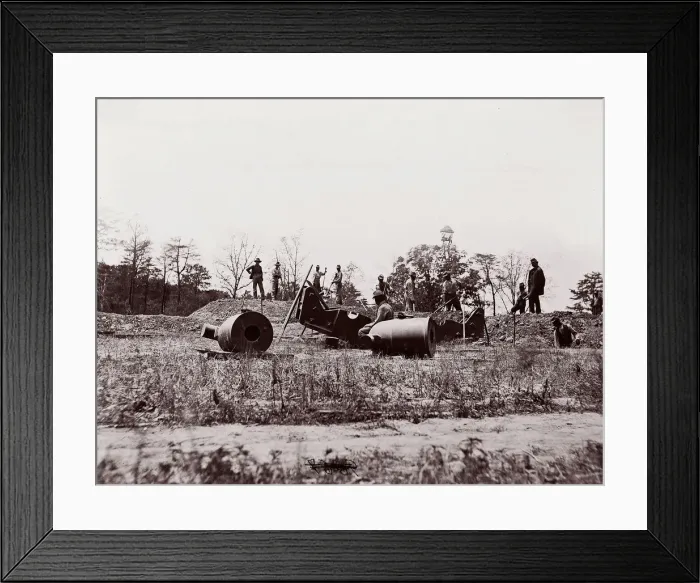 Framed Print : Pontoon Bridge at Deep Bottom, James River, 1864. Creator: Andrew Joseph Russell Framed Print : Pontoon Bridge at Deep Bottom, James River, 1864. Creator: Andrew Joseph Russell