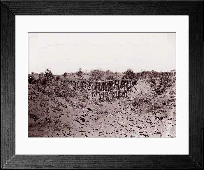 Framed Print : Confederate Trestle Work on Alexandria Railroad, 1861-65. Creator: Andrew Joseph Russell Framed Print : Confederate Trestle Work on Alexandria Railroad, 1861-65. Creator: Andrew Joseph Russell