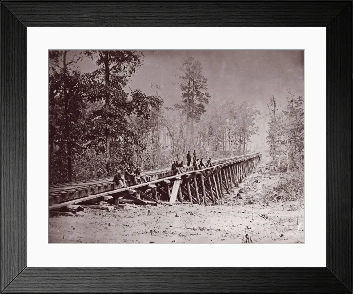 Framed Print : Bridge. U. S. Military Railroad at City Point, 1861-65. Creator: Andrew Joseph Russell Framed Print : Bridge. U. S. Military Railroad at City Point, 1861-65. Creator: Andrew Joseph Russell