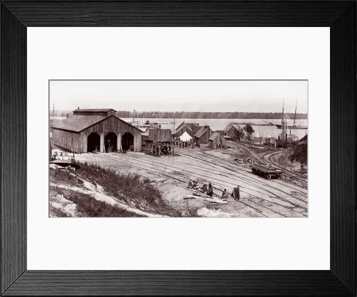 Framed Print : City Point, Virginia. James River, 1864. Creator: Andrew Joseph Russell Framed Print : City Point, Virginia. James River, 1864. Creator: Andrew Joseph Russell
