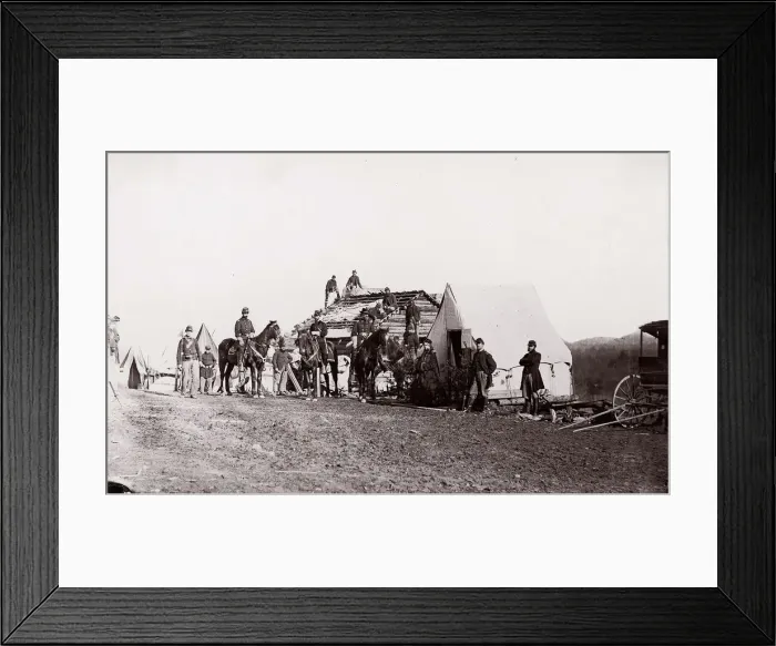 Framed Print : Building Winter Quarters, 1861-65. Creator: Unknown Framed Print : Building Winter Quarters, 1861-65. Creator: Unknown