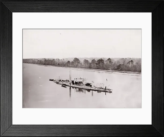 Framed Print : U. S. Monitor Casco on James River, taken from a lookout tower on bank Framed Print : U. S. Monitor Casco on James River, taken from a lookout tower on bank