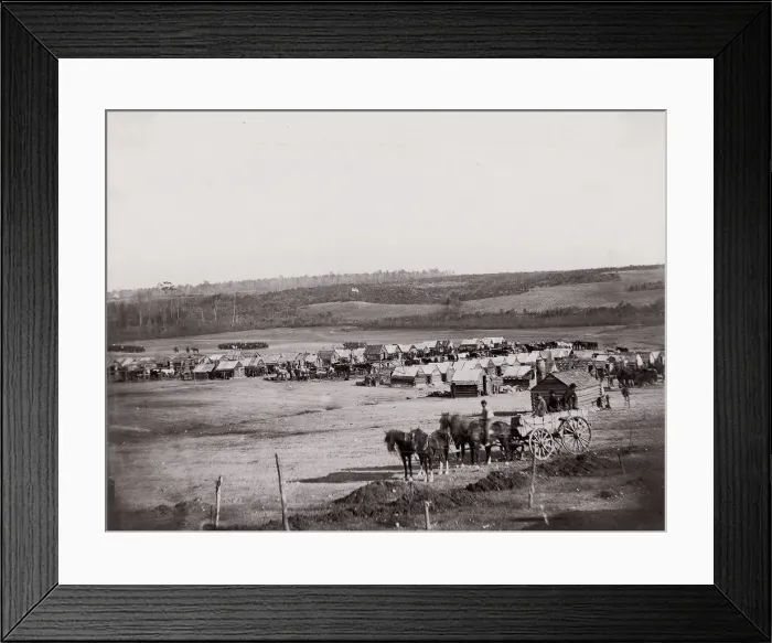 Framed Print : Union Cavalry Winter Quarters, 1861-65. Creator: Unknown Framed Print : Union Cavalry Winter Quarters, 1861-65. Creator: Unknown