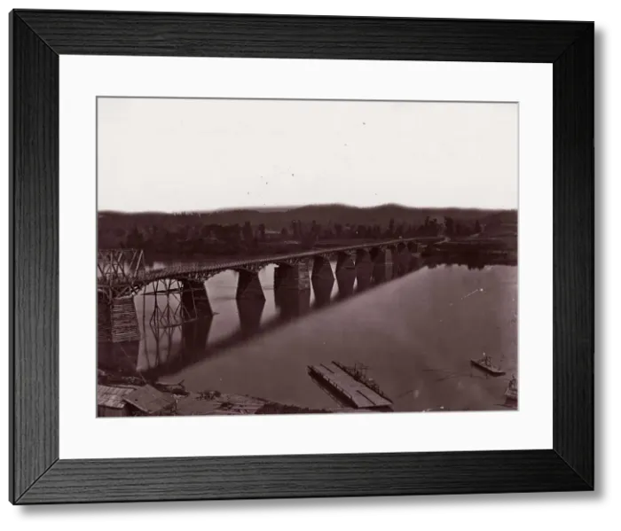 Framed Print : Bridge over Tennessee River at Chattanooga, ca. 1864. Creator: George N. Barnard Framed Print : Bridge over Tennessee River at Chattanooga, ca. 1864. Creator: George N. Barnard