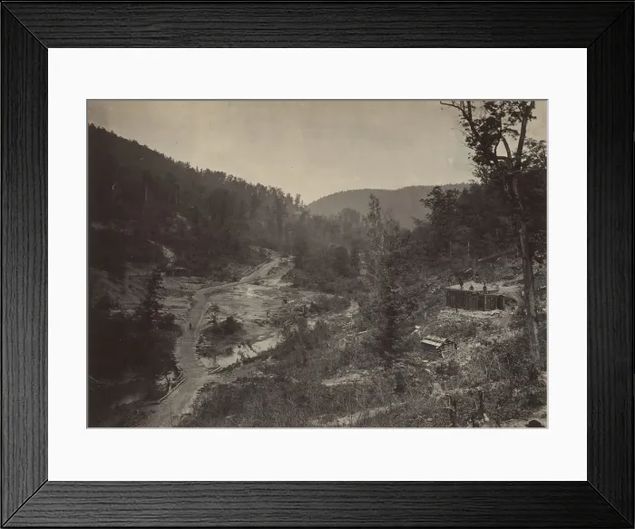 Framed Print : Whiteside Valley Below the Bridge, 1860s. Creator: George N. Barnard Framed Print : Whiteside Valley Below the Bridge, 1860s. Creator: George N. Barnard