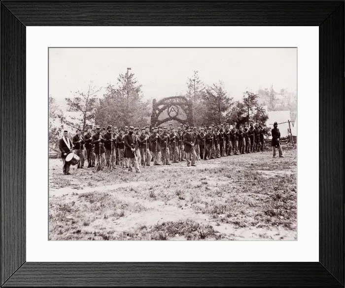 Framed Print : Co. A, 30th Pennsylvania Infantry, Camp Mott Hooton, 1861-65. Creator: Unknown Framed Print : Co. A, 30th Pennsylvania Infantry, Camp Mott Hooton, 1861-65. Creator: Unknown