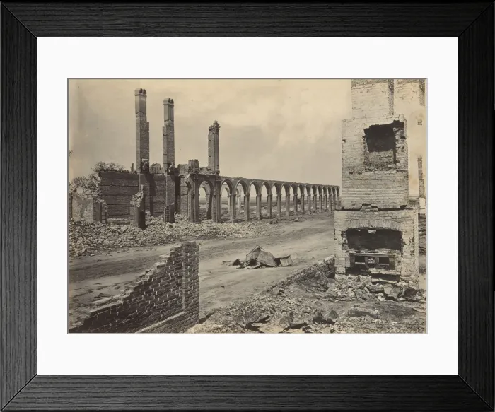 Framed Print : Ruins of the R. R. Depot, Charleston, South Carolina, 1860s. Creator: George N. Barnard Framed Print : Ruins of the R. R. Depot, Charleston, South Carolina, 1860s. Creator: George N. Barnard