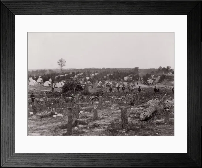 Framed Print : Camp of 30th Pennsylvania Infantry, 1861-65. Creator: Unknown Framed Print : Camp of 30th Pennsylvania Infantry, 1861-65. Creator: Unknown