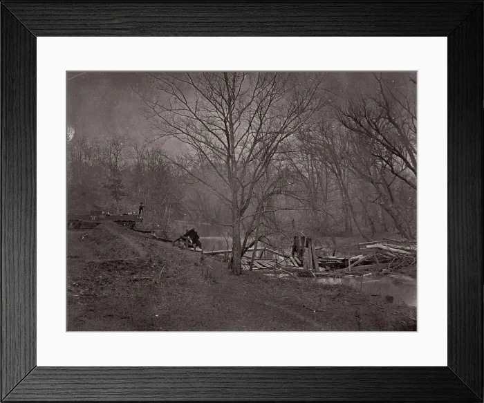 Framed Print : Ruins of RR Bridge. Bull Run, ca. 1862. Creator: Unknown Framed Print : Ruins of RR Bridge. Bull Run, ca. 1862. Creator: Unknown