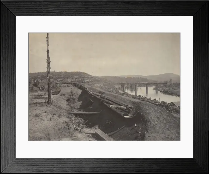 Framed Print : Defences of the Etawah Bridge, 1860s. Creator: George N. Barnard