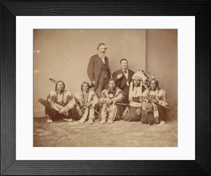 Framed Print : General J. E. Smith and Indians, 1870s. Creator: Mathew Brady Framed Print : General J. E. Smith and Indians, 1870s. Creator: Mathew Brady
