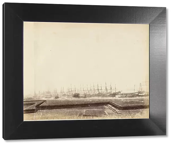 [Shipping in the Hooghly near Fort, Calcutta], 1850s. Creator: Captain R. B. Hill