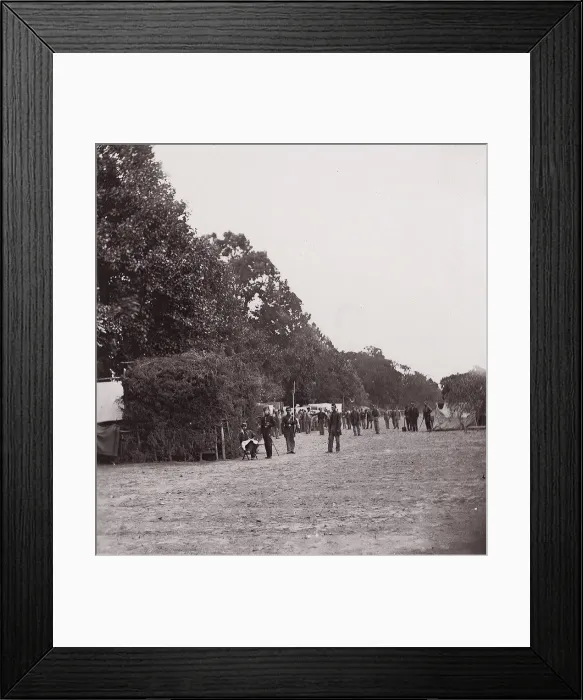 Framed Print : [Encampment alongside a stand of trees]. Brady album, p. 123, 1861-65. Creator: Unknown