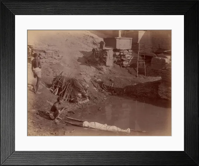 Framed Print : Cremation Ground at Manikarnika Ghat, Varanasi, India, 1860s-70s Framed Print : Cremation Ground at Manikarnika Ghat, Varanasi, India, 1860s-70s