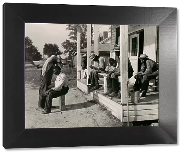 Haircutting in Front of General Store and Post Office on Marcella Plantation, Mileston, M