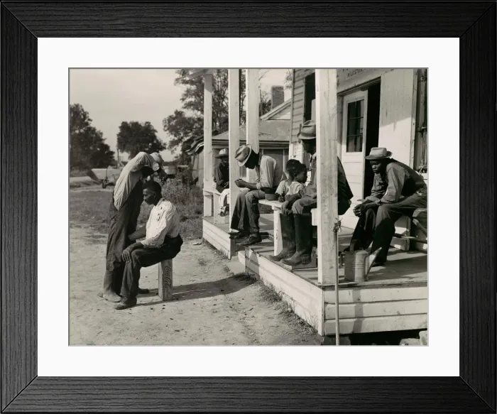 Framed Print : Haircutting in Front of General Store and Post Office on Marcella Plantation, Mileston, M Framed Print : Haircutting in Front of General Store and Post Office on Marcella Plantation, Mileston, M