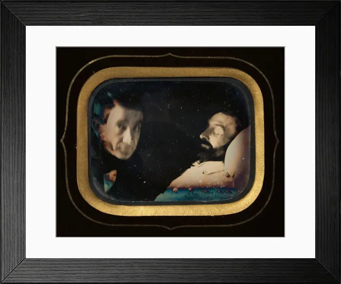 Framed Print : [Portrait of Living Man beside Dead Man], ca. 1850. Creator: Louis Dodero