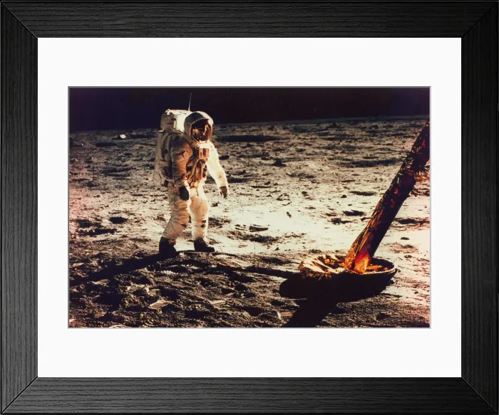 Framed Print : Buzz Aldrin Walking on the Surface of the Moon Near a Leg of the Lunar Module, 1969 Framed Print : Buzz Aldrin Walking on the Surface of the Moon Near a Leg of the Lunar Module, 1969