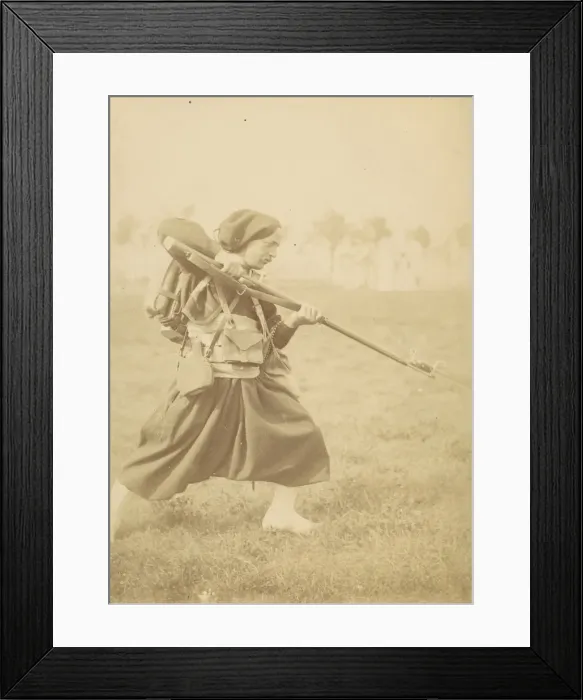 Framed Print : [Soldier Training with Bayonet], 1880s-90s. Creator: Unknown