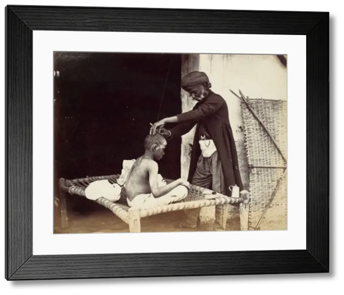 Framed Print : Indian Barber, 1860s. Creator: Willoughby Wallace Hooper Framed Print : Indian Barber, 1860s. Creator: Willoughby Wallace Hooper